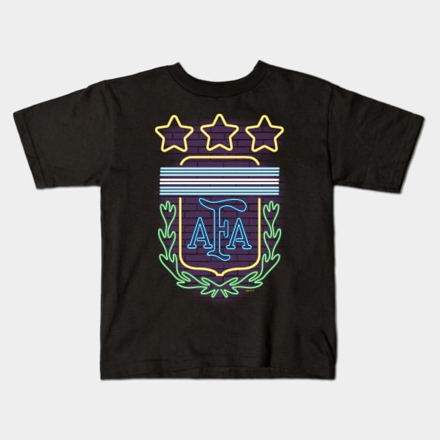 Argentina Neon Kids T-Shirt by Andriu